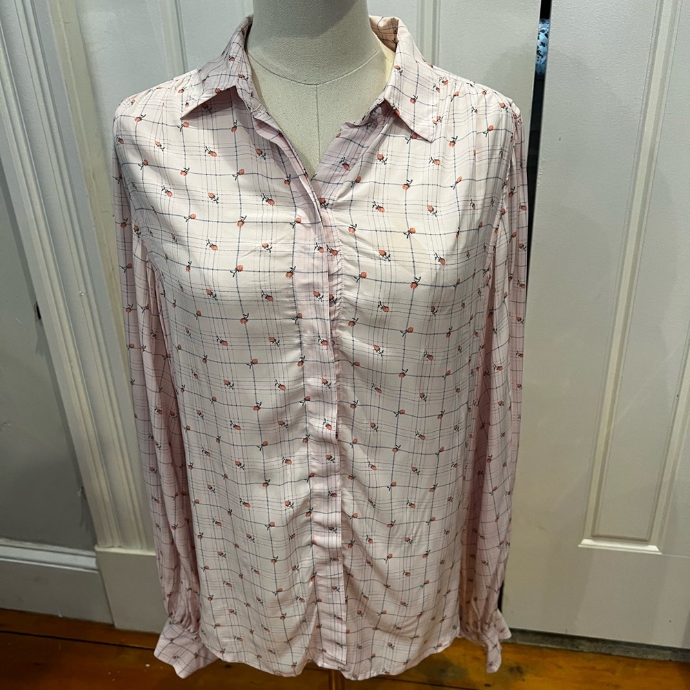 Tabitha Simmons Pink Floral Checkered Shirt